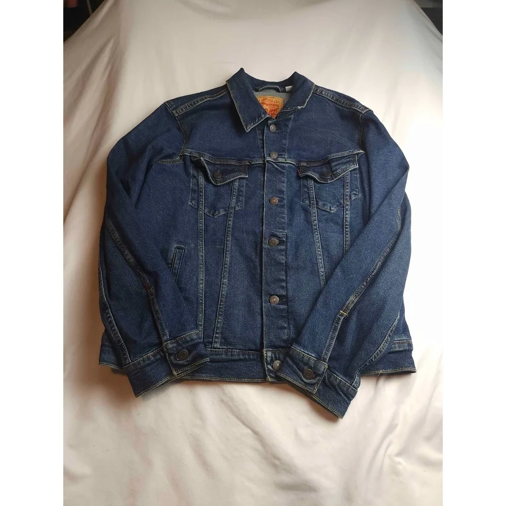Levi's Trucker Denim Jacket Mens Large Blue Classic Button Front Long Sleeve